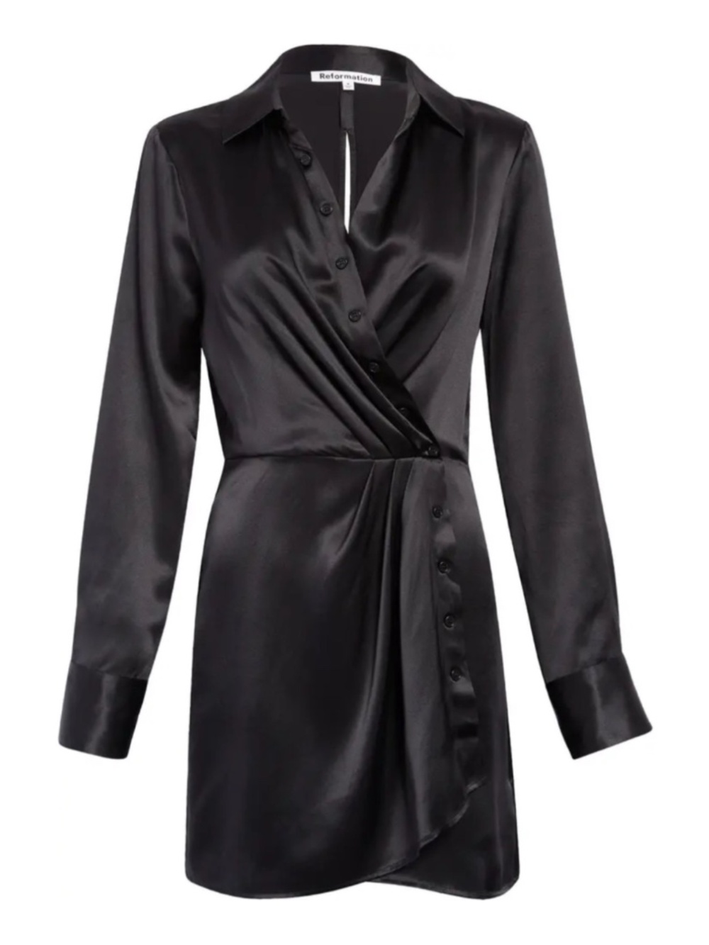 NEW Reformation Alaine Silk Dress Black 8